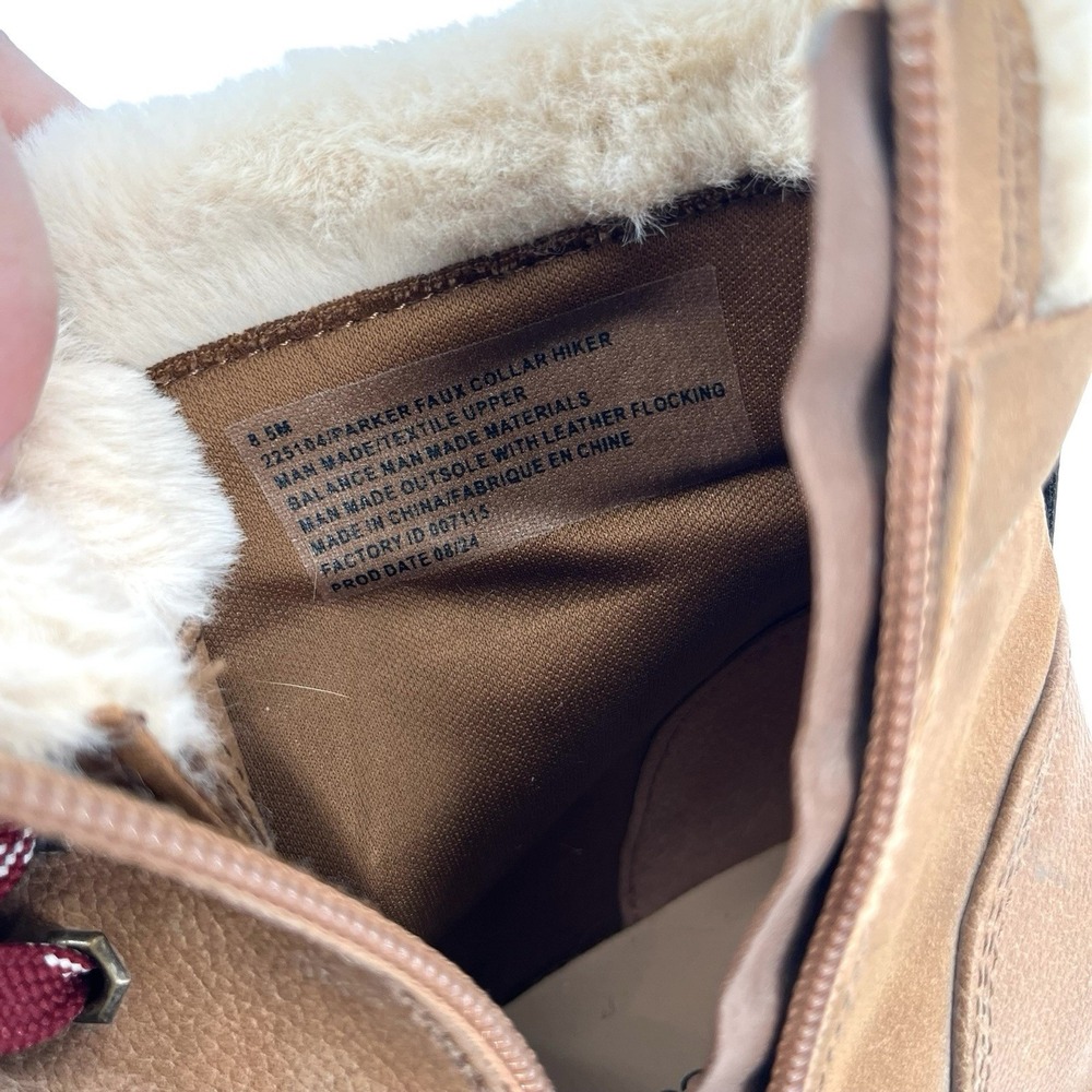 Maurices Parker Womens 8M Tan Faux Fur Lace Up Side Zip Combat Ankle Boots - Picture 5 of 7